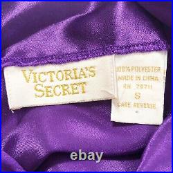 Vtg Victoria's Secret Lingerie Slip Dress Gold Label Satin Purple Sequin Beaded