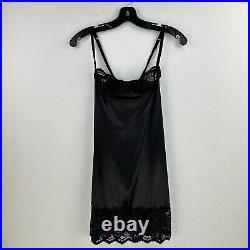 Vtg Victoria's Secret Slip Dress 34B Black Second Skin Lingerie BodyCon Gold Tag