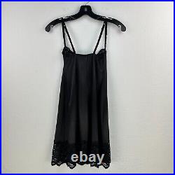 Vtg Victoria's Secret Slip Dress 34B Black Second Skin Lingerie BodyCon Gold Tag