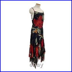 Vtg Vintage Y2K 00s 02 Bias Cut Beaded Floral Spaghetti Strap Fairy Slip Dress