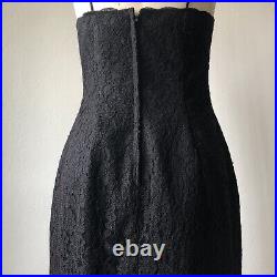 Vtg black lace Elegant Prom Long Dress Heart Necklace In Size Large