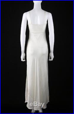 Vtg c. 1930 1940s Off White Floral Lace Sheer Puff Sleeve Tulle Dress Gown Slip