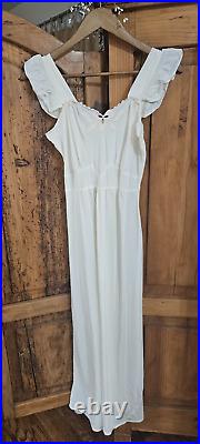 WOW Vintage 1940's/50's LEONA Ivory Slip Dress Night Gown Bias Cut S (Pit16)