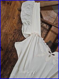 WOW Vintage 1940's/50's LEONA Ivory Slip Dress Night Gown Bias Cut S (Pit16)