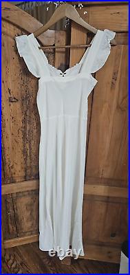 WOW Vintage 1940's/50's LEONA Ivory Slip Dress Night Gown Bias Cut S (Pit16)