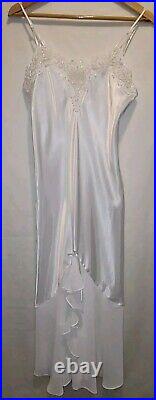 Woman's Vtg Nightgown Slip Dress Alexandra Nicole Long White Satin Floral SZ S