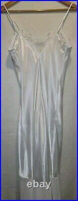 Woman's Vtg Nightgown Slip Dress Alexandra Nicole Long White Satin Floral SZ S