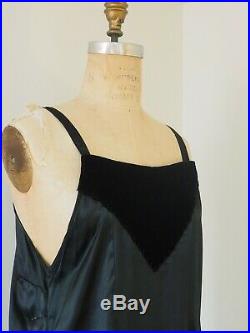 Women's 1920s Long Black Silk Slip