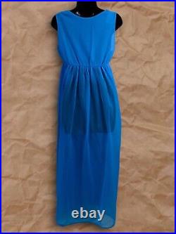 Women's Vintage Blue Fairy Nylon Sheer Sleeveless Slip Long Maxi Dress US Size M