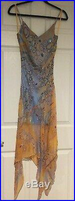 Women's Vintage Sue Wong Nocturne Beaded Silk Slip Dress Size 0