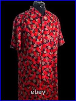 Women's Vintage Tracy Richards Red Floral Print Design Midi Slip Dress