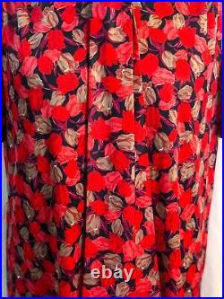 Women's Vintage Tracy Richards Red Floral Print Design Midi Slip Dress