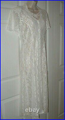 Women's XL Long White Lace & Wedding Dress & Slip Lining Vintage 3/14 Dressy New