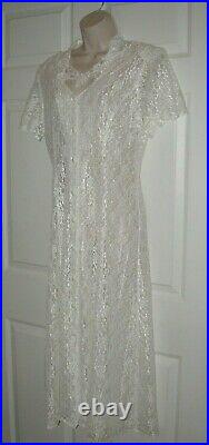 Women's XL Long White Lace & Wedding Dress & Slip Lining Vintage 3/14 Dressy New