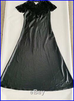 Womens Christian Dior Long Black Sleeveless Dress Silk Slip Vintage Sz Small