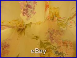 Womens M Vtg Betsey Johnson slip dress 100% rayon made in USA floral ecru sexy