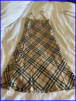 Womens Vintage Burberry Nova Check Slip Dress US 2/4 Authentic Chic! ICONIC 90s