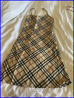 Womens Vintage Burberry Nova Check Slip Dress US 2/4 Authentic Chic! ICONIC 90s