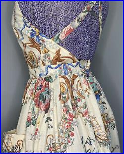 Womens Vintage Ralph Lauren Cotton Apron Cottage Dive Floral Dress US Size 8
