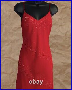 Womens Vintage Red Beaded Slip Gown US Size 11/12