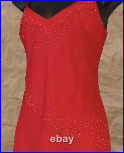 Womens Vintage Red Beaded Slip Gown US Size 11/12