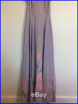 Womens Vintage Retro Dress Purple Plaid Floral Colorful Handmade Slip 40s 50s
