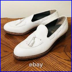 Worn 1x Time Footjoy 9d White Pebblegrain Tassel Loafer Vintage Slip On Shoe