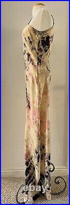 Y2K 90s Vintage Maxi Long Slip Dress a style of Tie dye print Deep slits Boho M