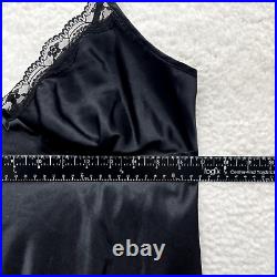 Y2K Vintage Maxi Slip Dress Nightgown Lingerie Medium Black Satin Lace Negligee