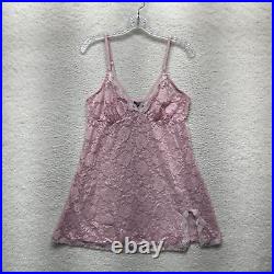 Y2K Vintage Rampage Slip Dress 1X Plus Size Pink Lace Babydoll Coquette Fairy