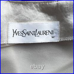 Yves Saint Laurent M Vintage Silk Midi Slip Dress Adjustable Straps Side Split