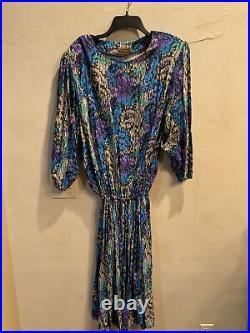 Yves saint laurent sportswear vintage 100% silk 1970s- 80s dress with belt