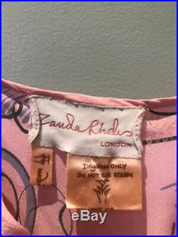 Zandra Rhodes Size M Pink Silk Slip Dress Vintage 2217-20-6819