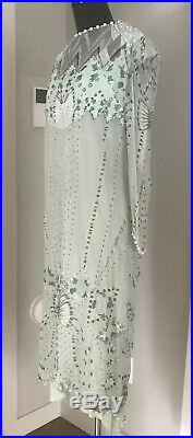 Zandra Rhodes Unworn Vintage Hand Painted Beaded Silk Dress with Slip UK12 US10