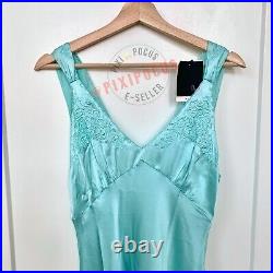 Zara New $199 Mulberry Silk Embroidered Slip Dress Turquoise Blue S, M, L 1067/445