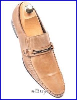 Zota Mens Vintage Taupe Soft Leather Buckle Dress Casual Slip On Loafer Shoe
